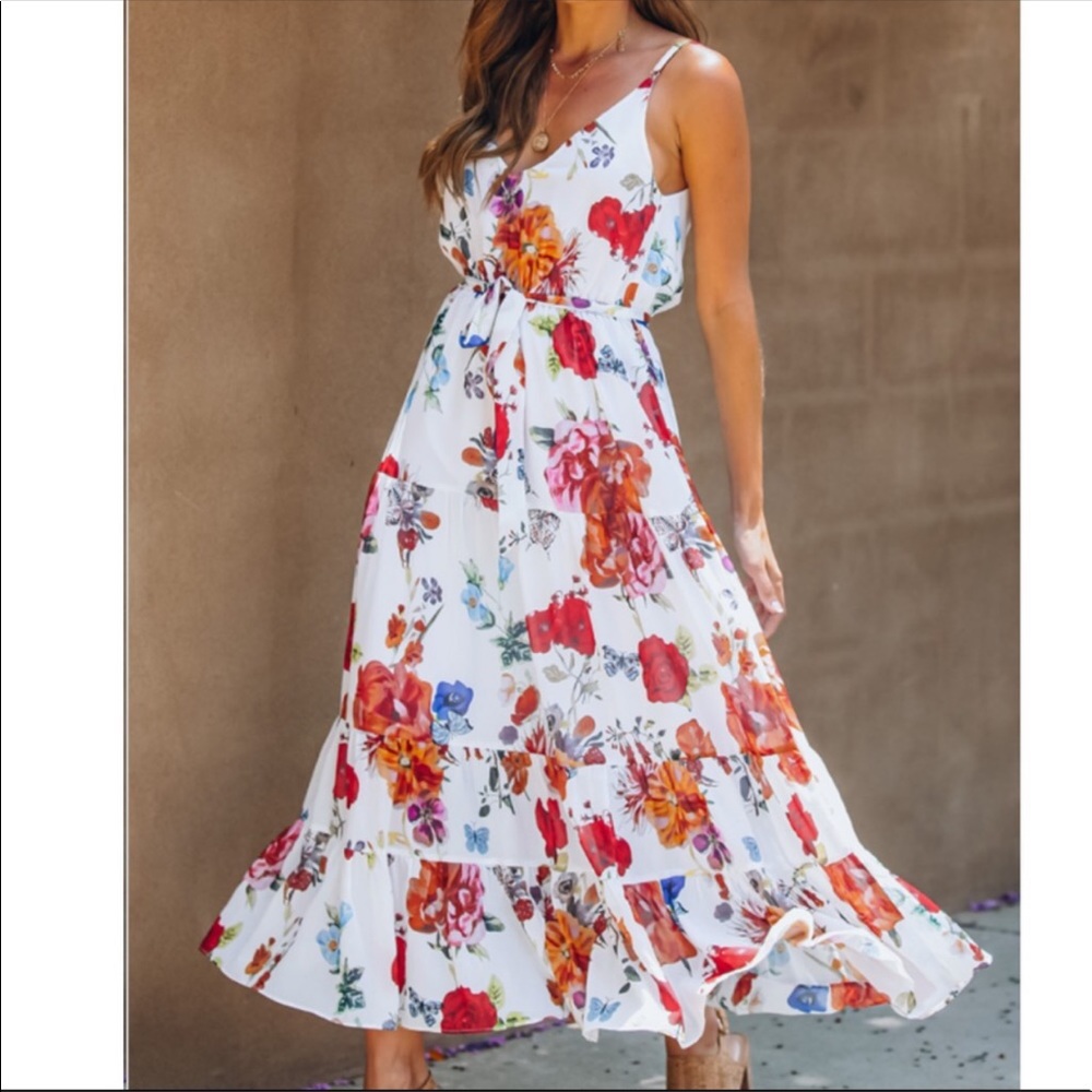 Floral tiered maxi dress